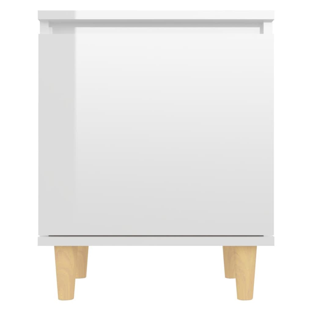 vidaXL Nattbord med ben i heltre 2 stk høyglans hvit 40x30x50 cm