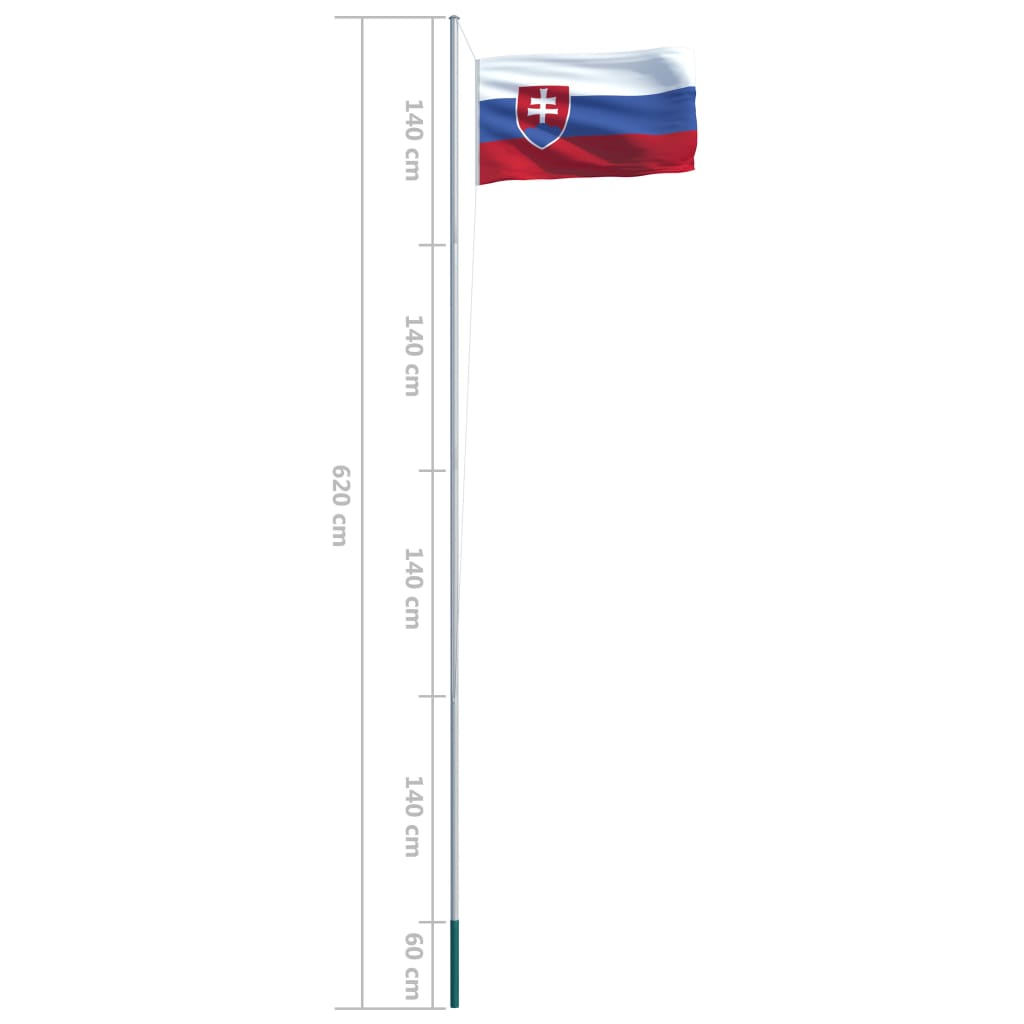 vidaXL Slovakisk flagg og stang aluminium 6,2 m