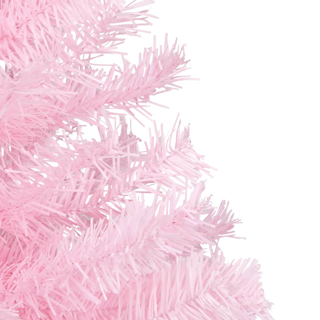 vidaXL Forhåndsbelyst kunstig juletre med kulesett rosa 240 cm PVC