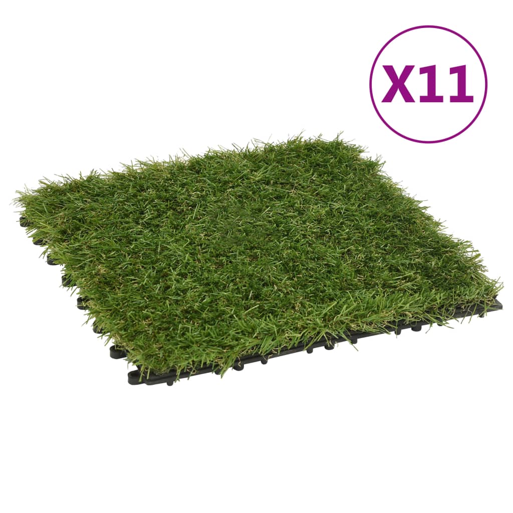 vidaXL Kunstige gressmatter 11 stk grønn 30x30 cm