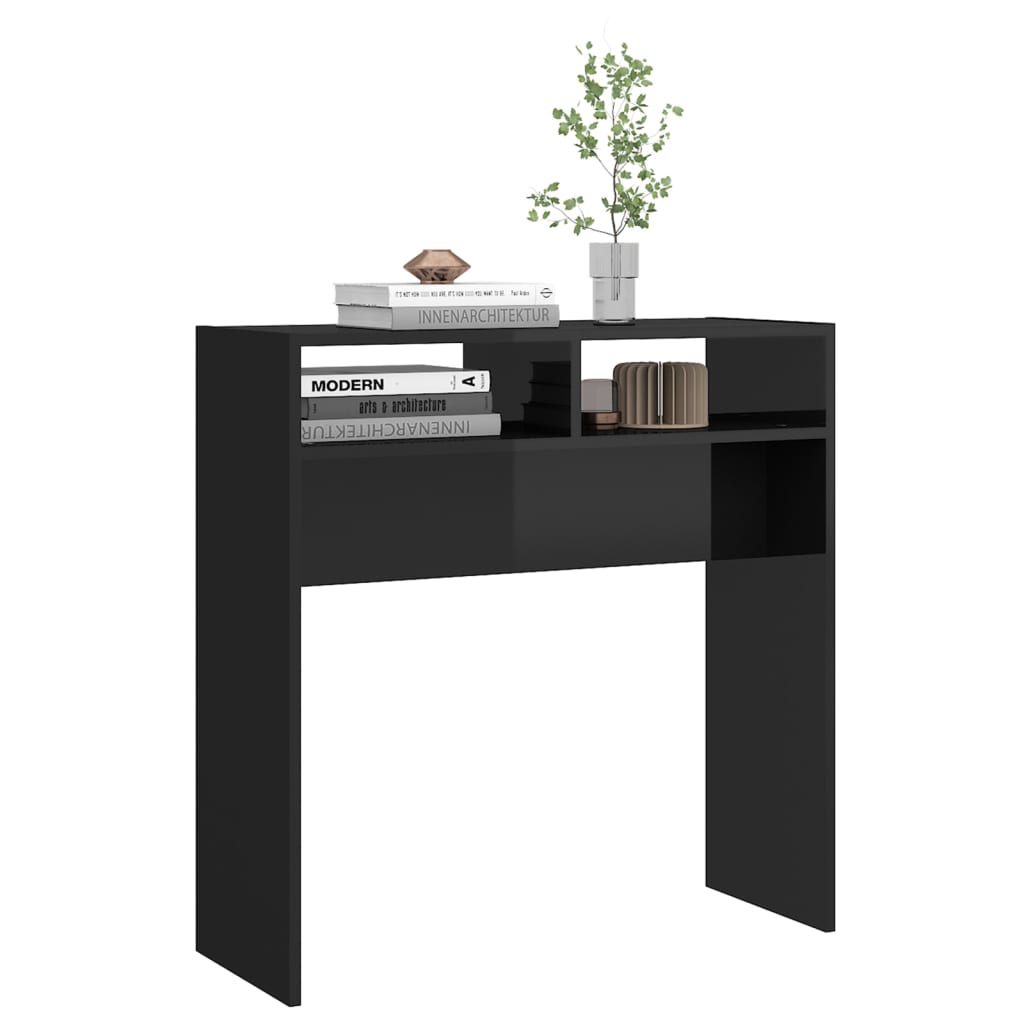 vidaXL Konsollbord høyglans svart 78x30x80 cm sponplate