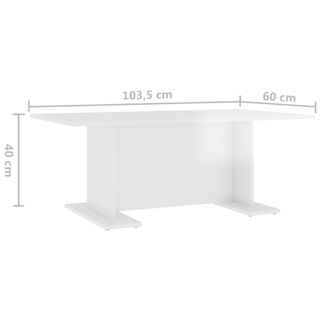 vidaXL Salongbord høyglans hvit 103,5x60x40 cm sponplate