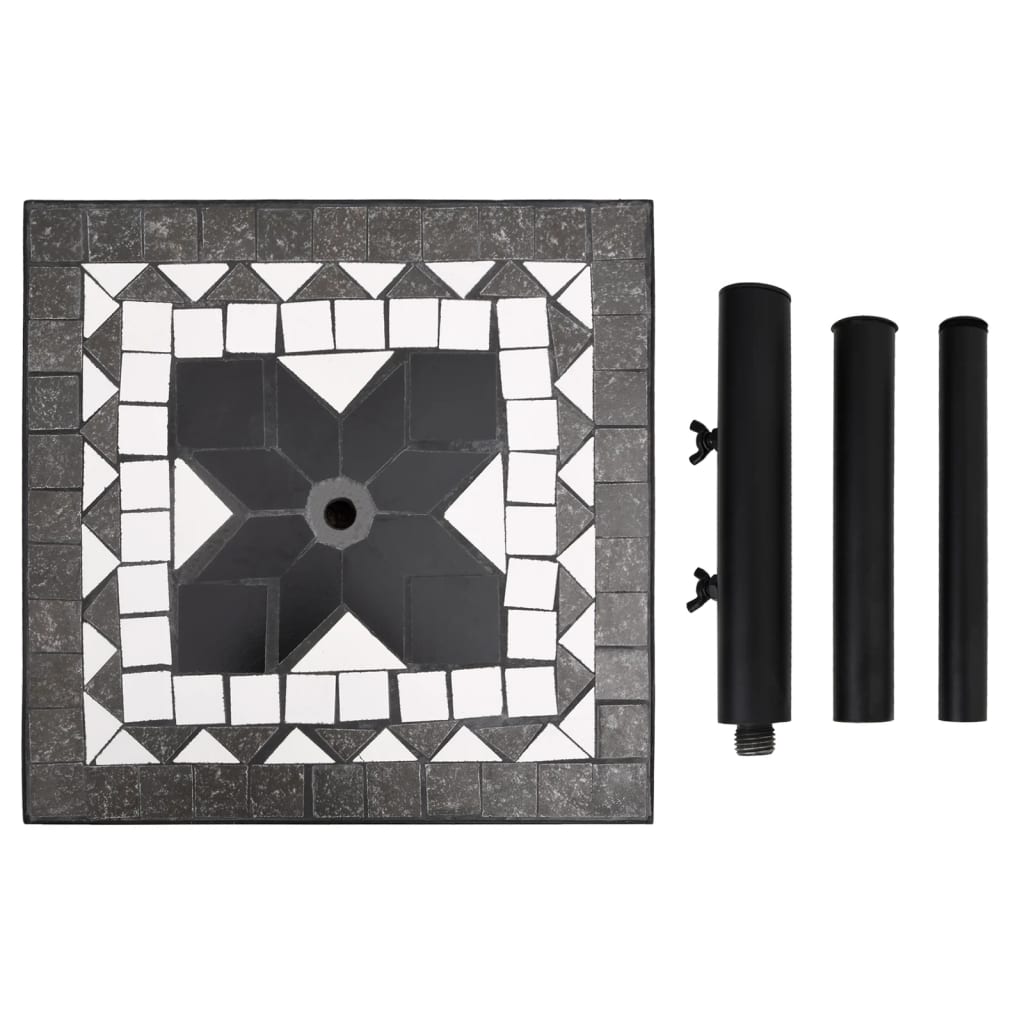 vidaXL Parasollfot svart og hvit firkantet 12 kg