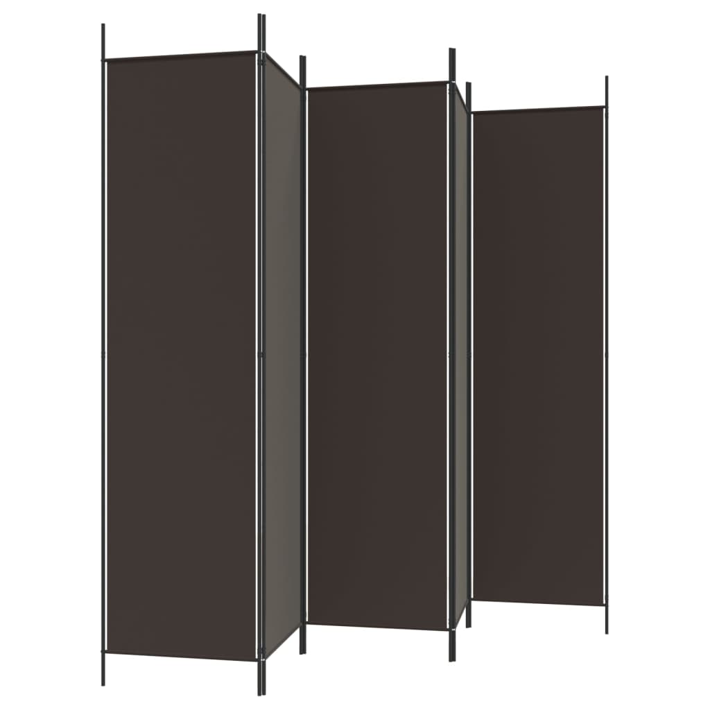 vidaXL Romdeler 5 paneler brun 250x200 cm stoff