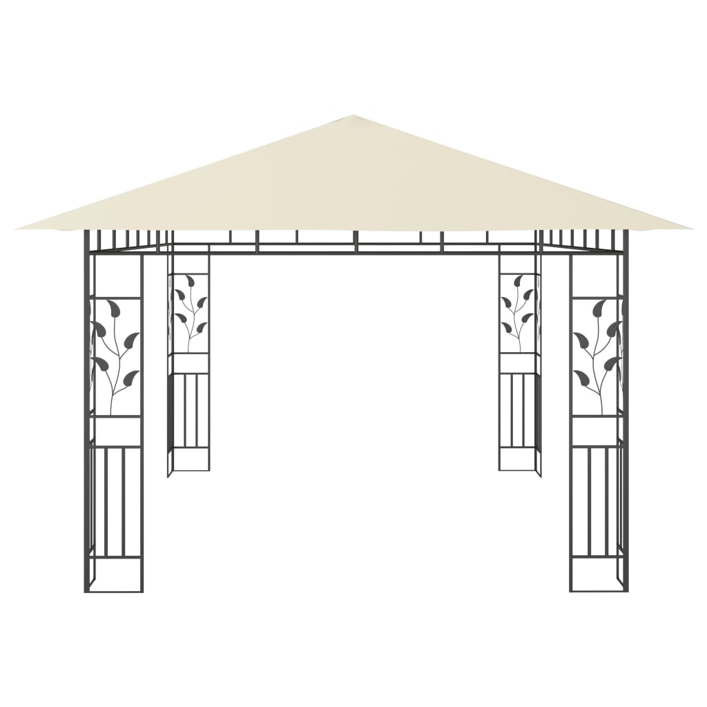 vidaXL Paviljong med myggnett og LED-lysslynge 4x3x2,73 m kremhvit