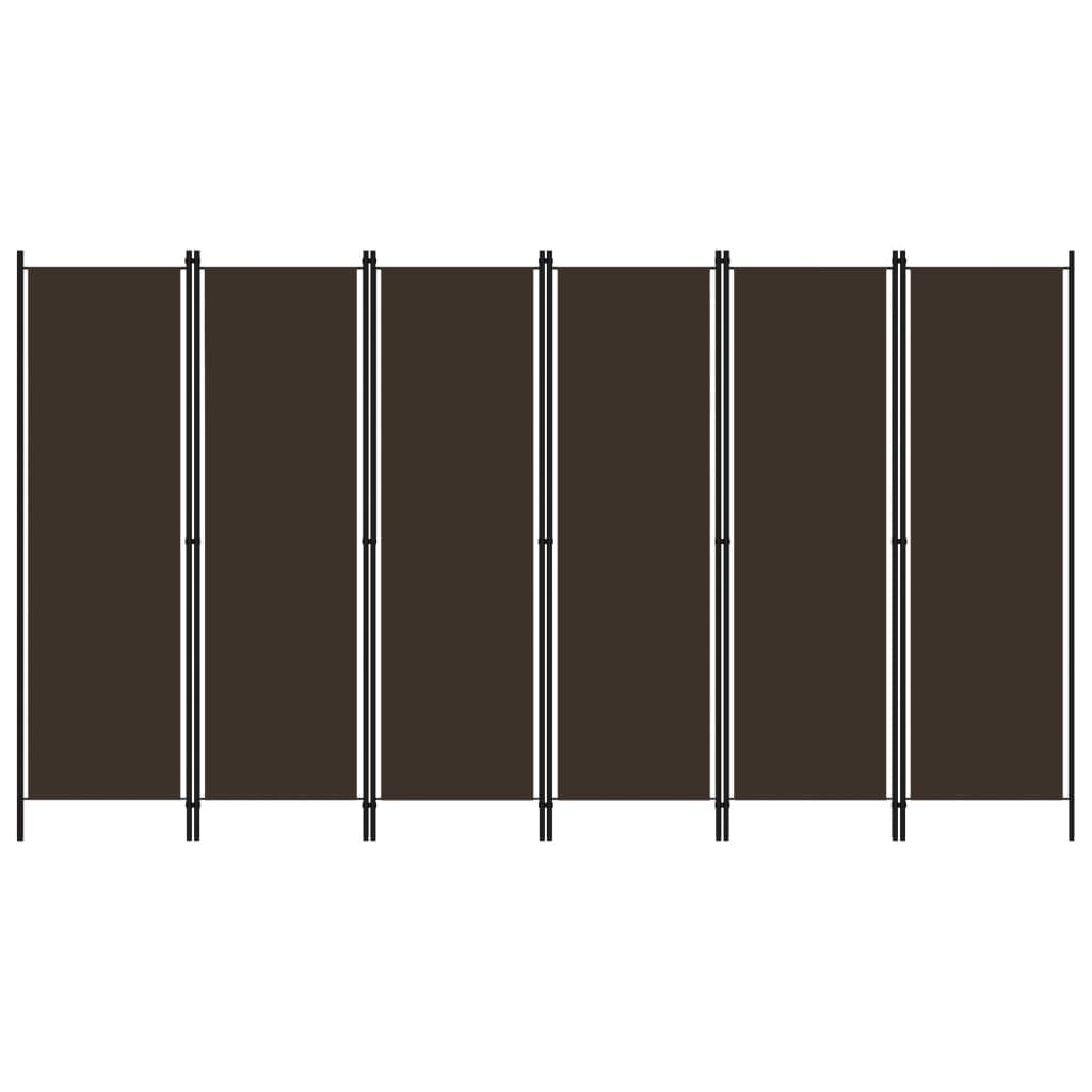 vidaXL Romdeler med 6 paneler brun 300x180 cm