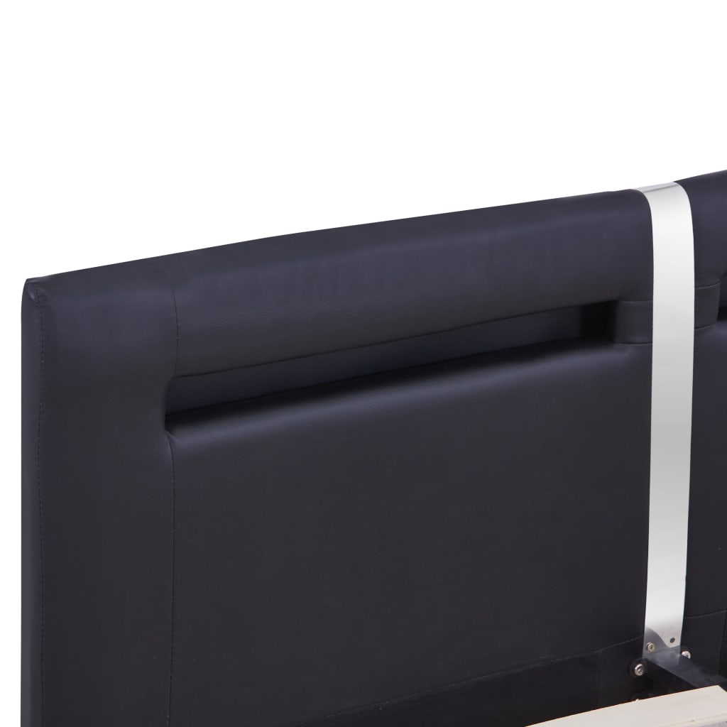vidaXL Sengeramme med LED svart kunstig skinn 150x200cm