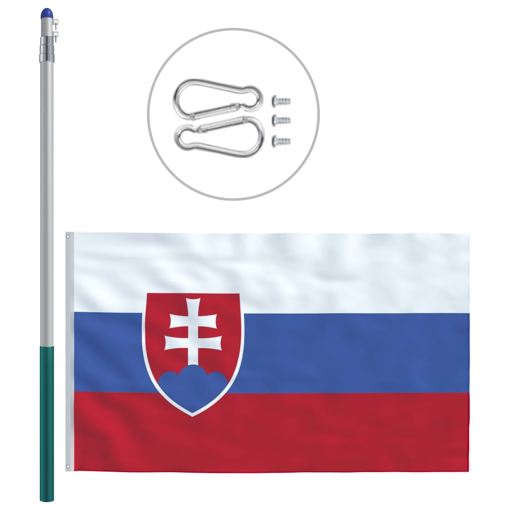 vidaXL Slovakisk flagg og stang aluminium 6 m