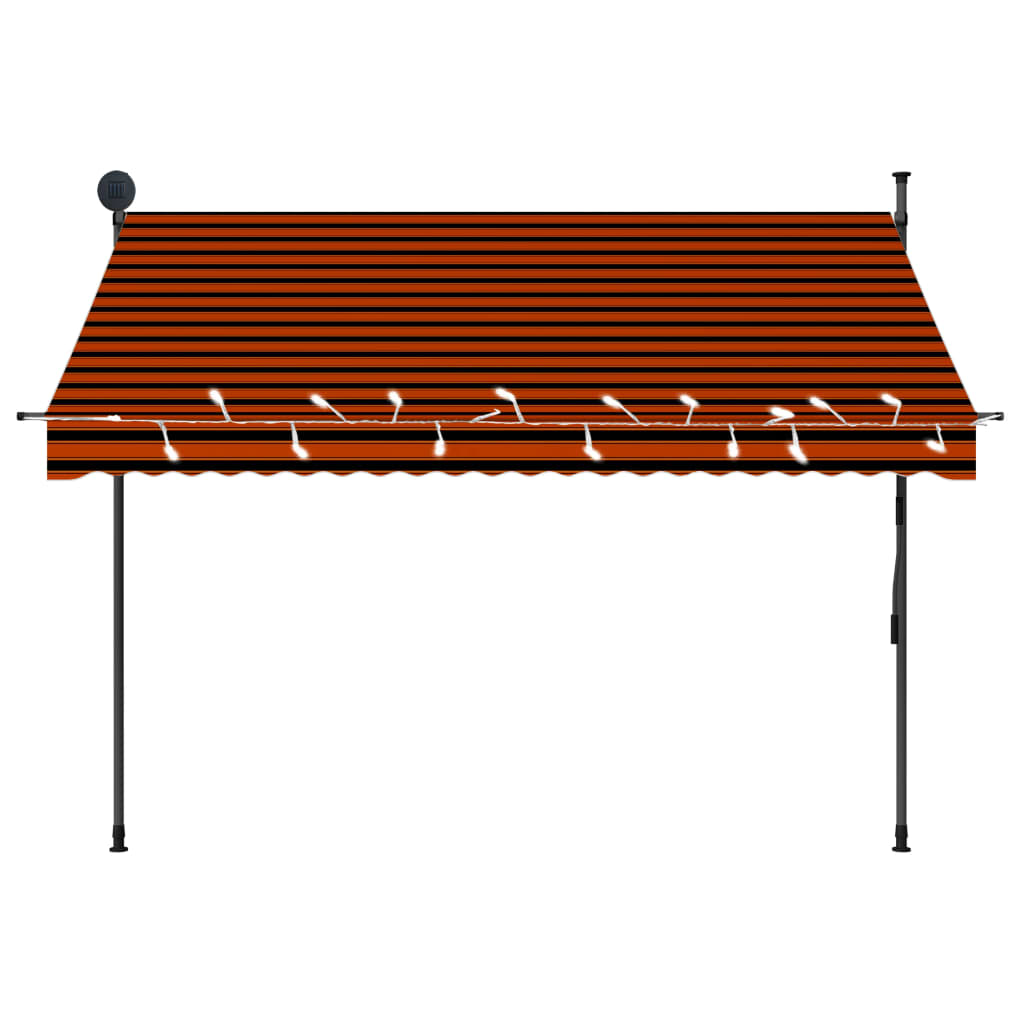 vidaXL Manuell uttrekkbar markise med LED 250 cm oransje og brun