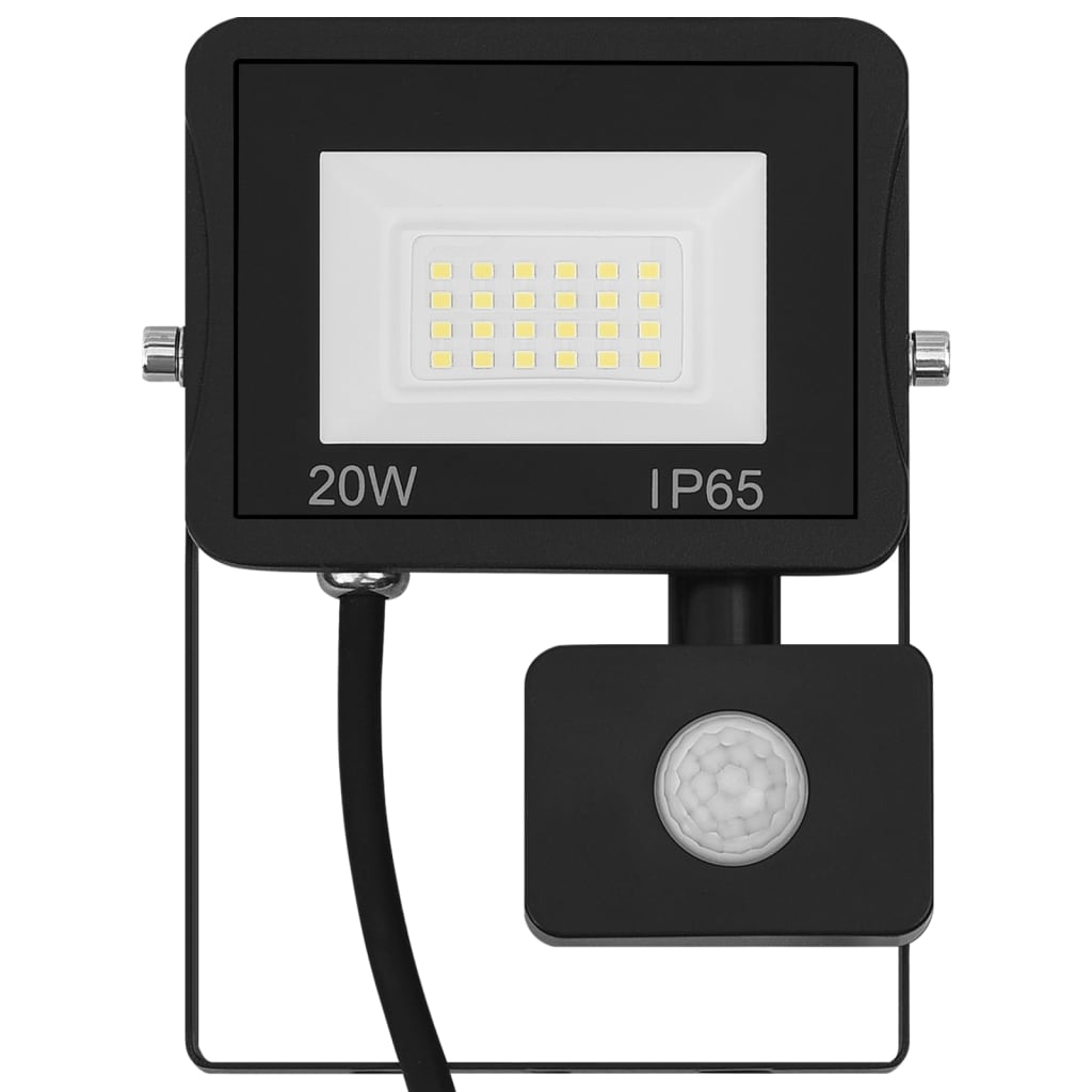 vidaXL LED-flomlys med sensor 20 W varmhvit