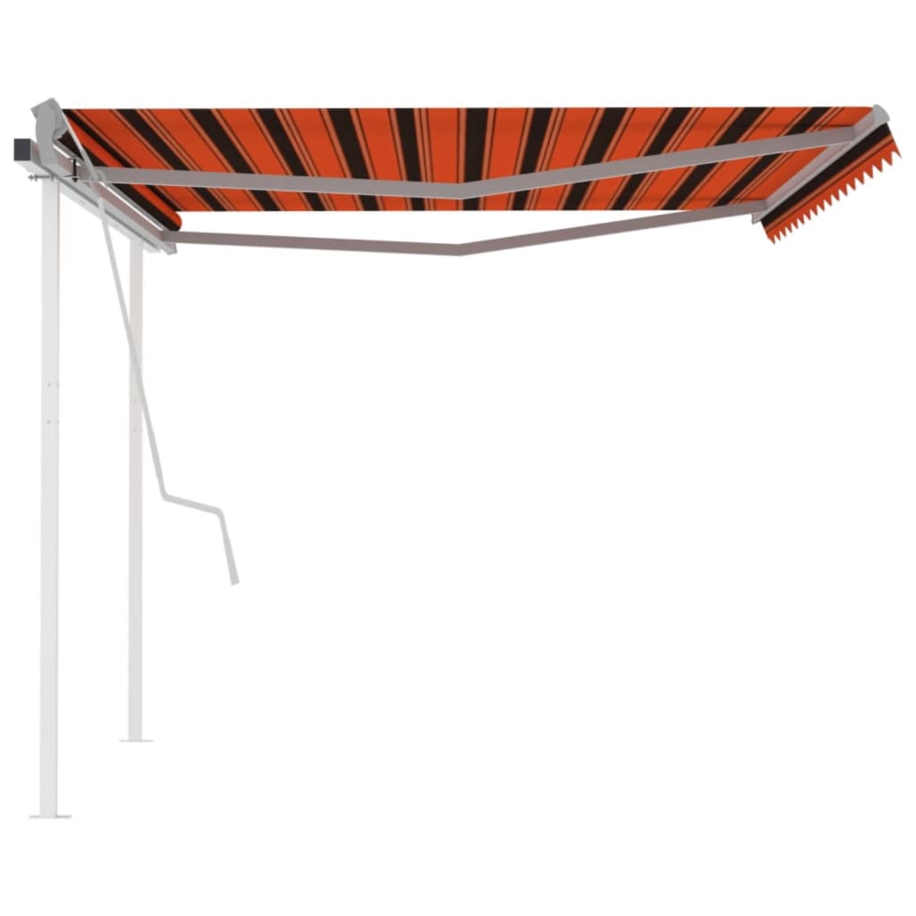 vidaXL Manuell uttrekkbar markise med stolper 4x3,5 m oransje og brun
