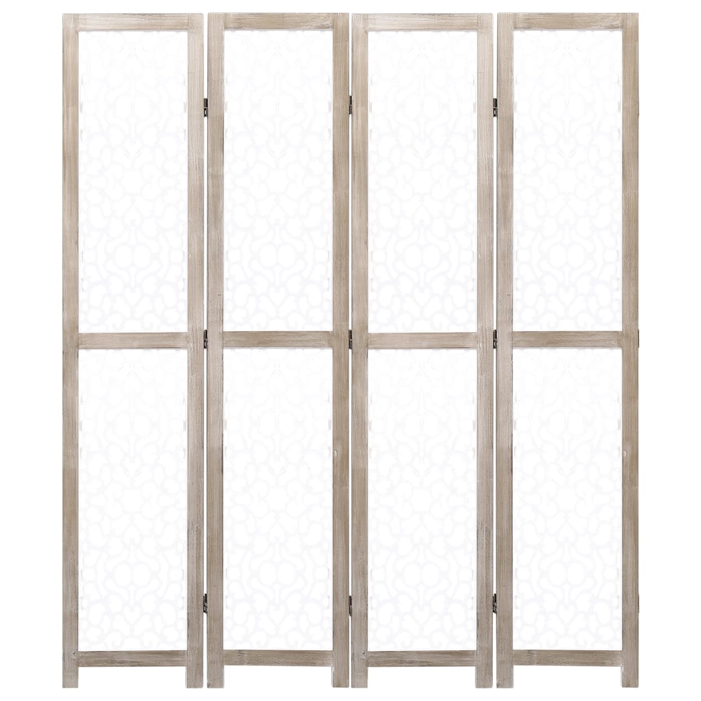 vidaXL Romdeler 4 paneler hvit 140x165 cm heltre