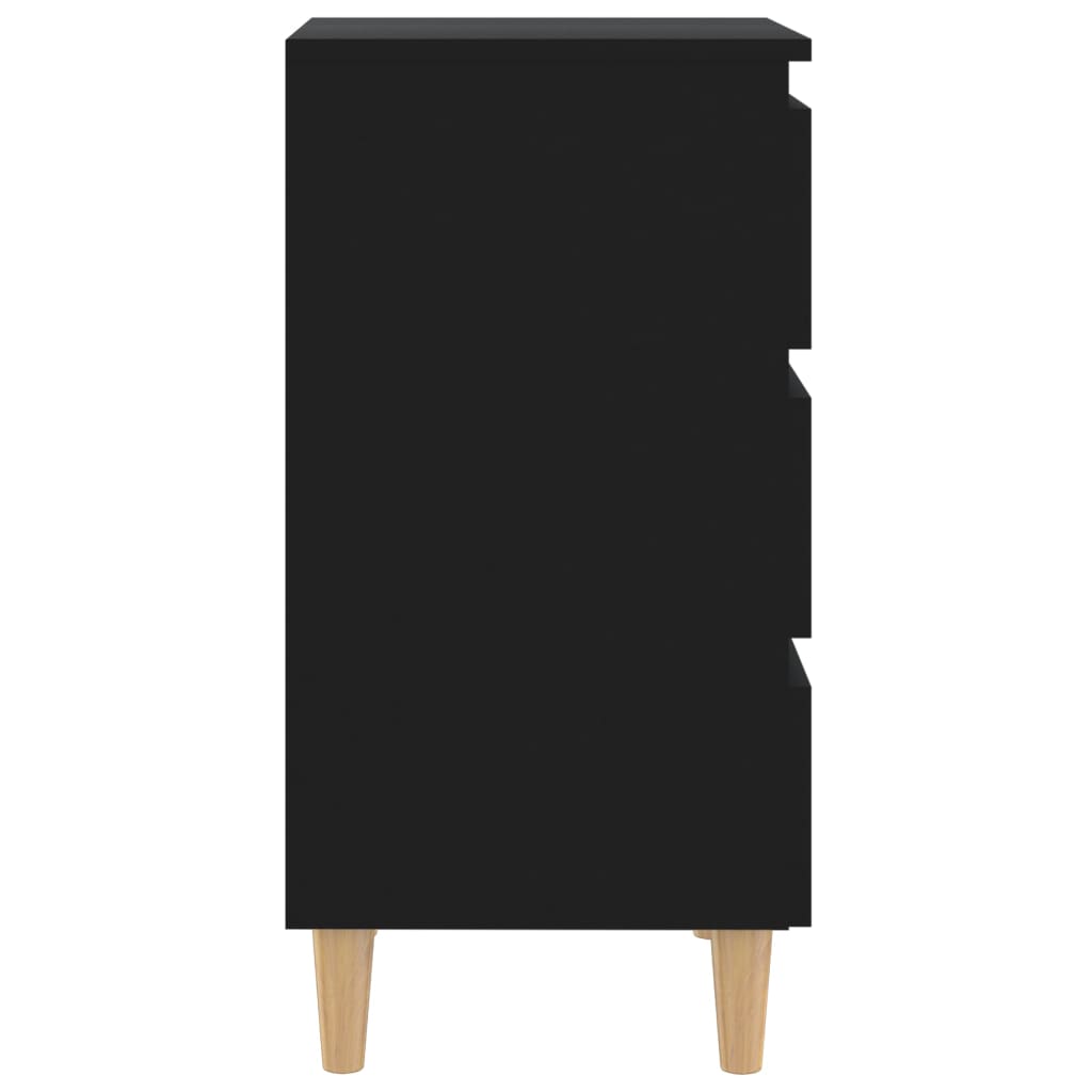 vidaXL Nattbord med ben i heltre svart 40x35x69 cm
