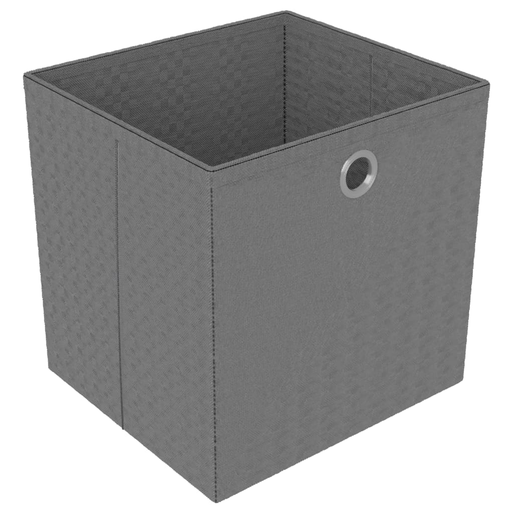 vidaXL Displayhylle med 9 kuber og bokser grå 103x30x107,5 cm stoff