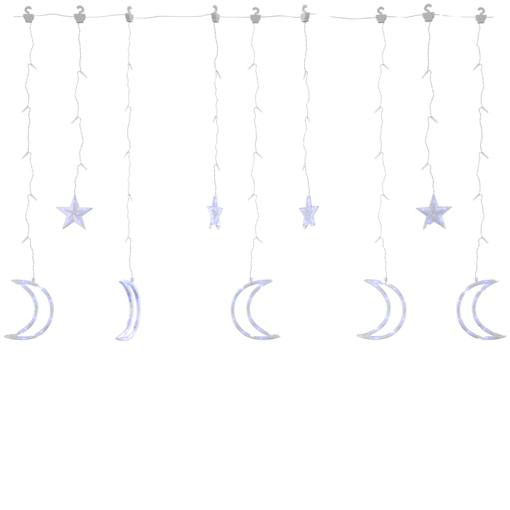 vidaXL Lysslynge stjerne og måne med fjernkontroll 345 LED blå