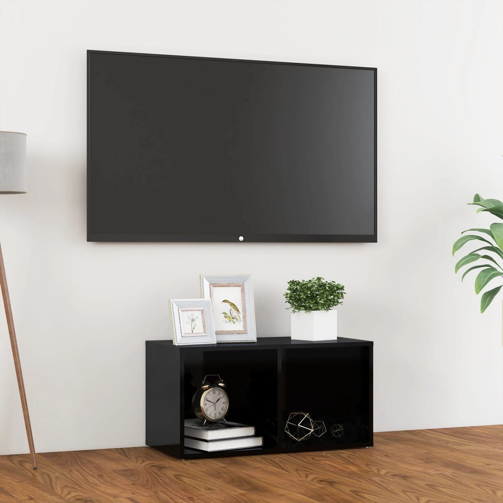 vidaXL TV-benk høyglans svart 72x35x36,5 cm sponplate
