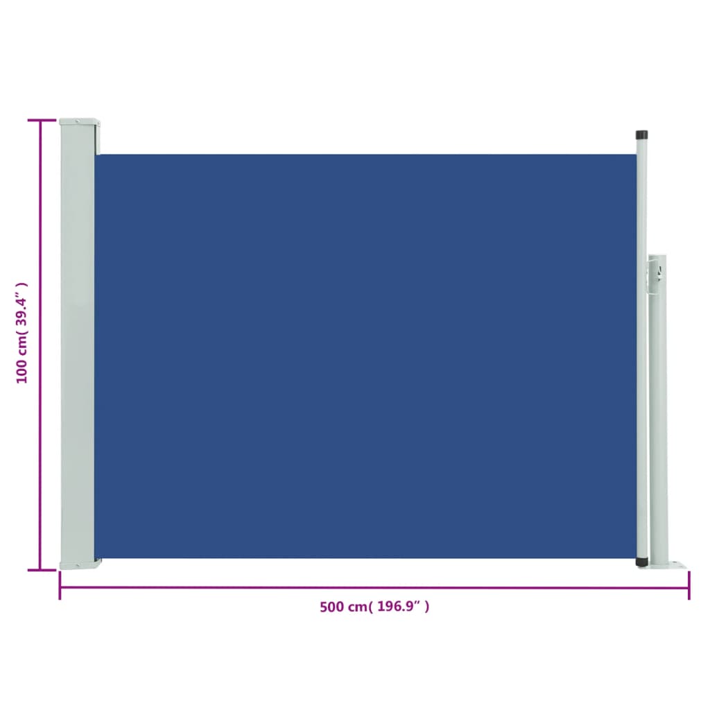 vidaXL Uttrekkbar sidemarkise 100x500 cm blå