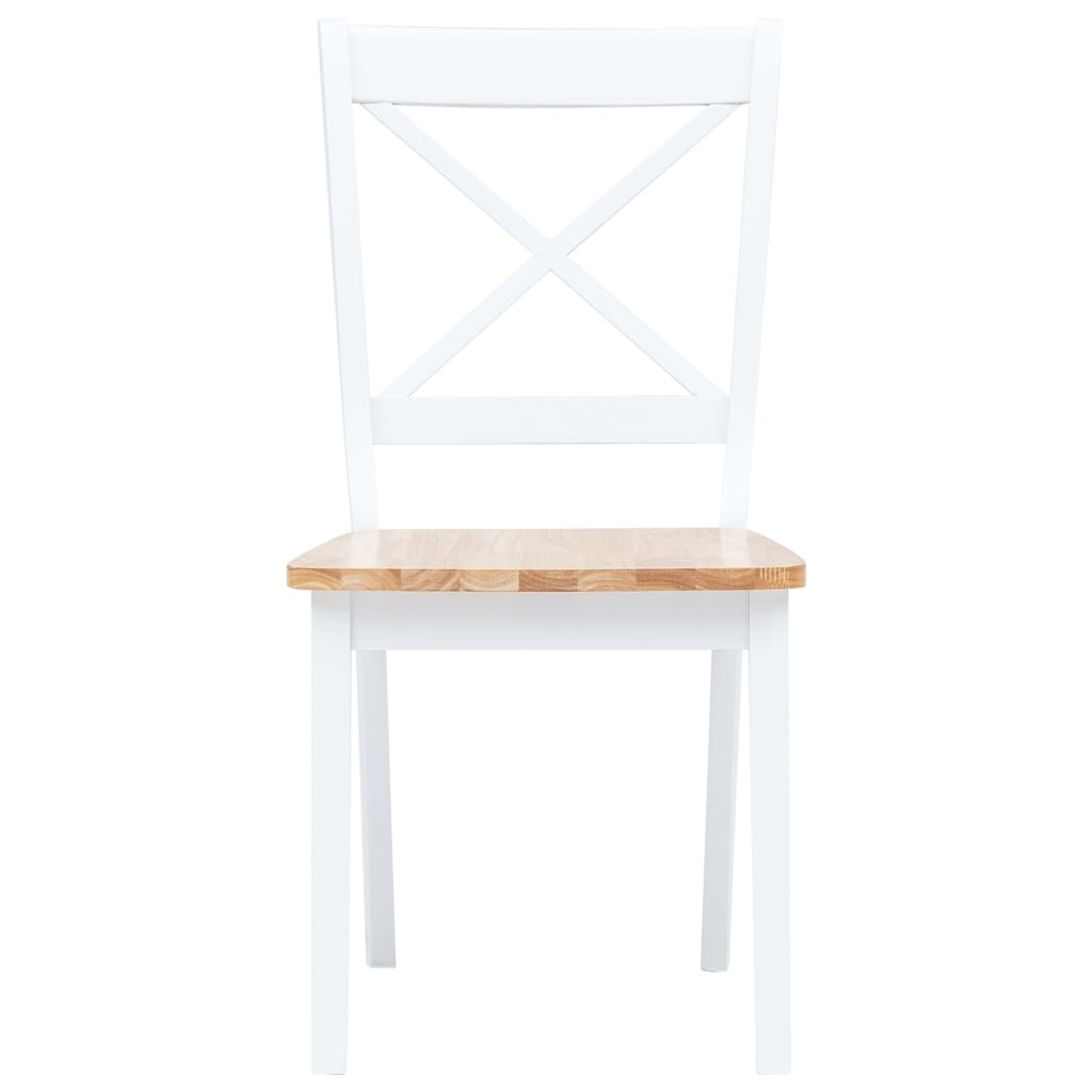 vidaXL Spisestoler 6 stk hvit og lys run heltre gummitre
