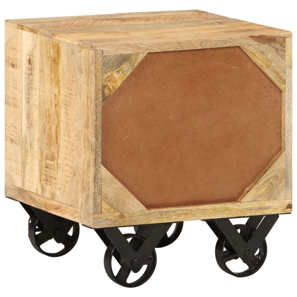 vidaXL Sidebord med skuff og hjul mangotre 40x40x45 cm