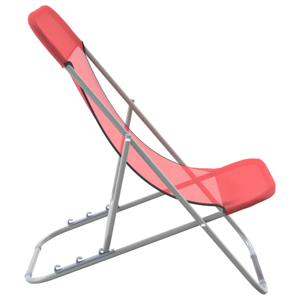vidaXL Foldbare strandstoler 2 stk rød textilene og pulverlakkert stål