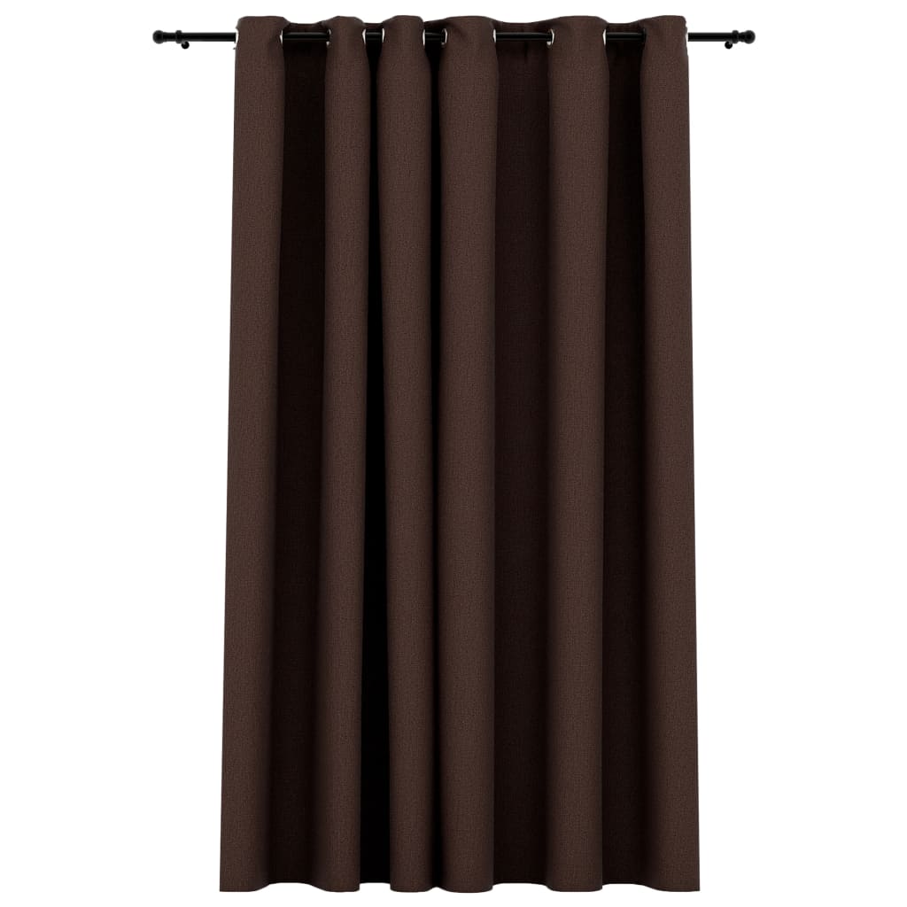 vidaXL Lystett gardin med maljer og lin-design gråbrun 290x245 cm