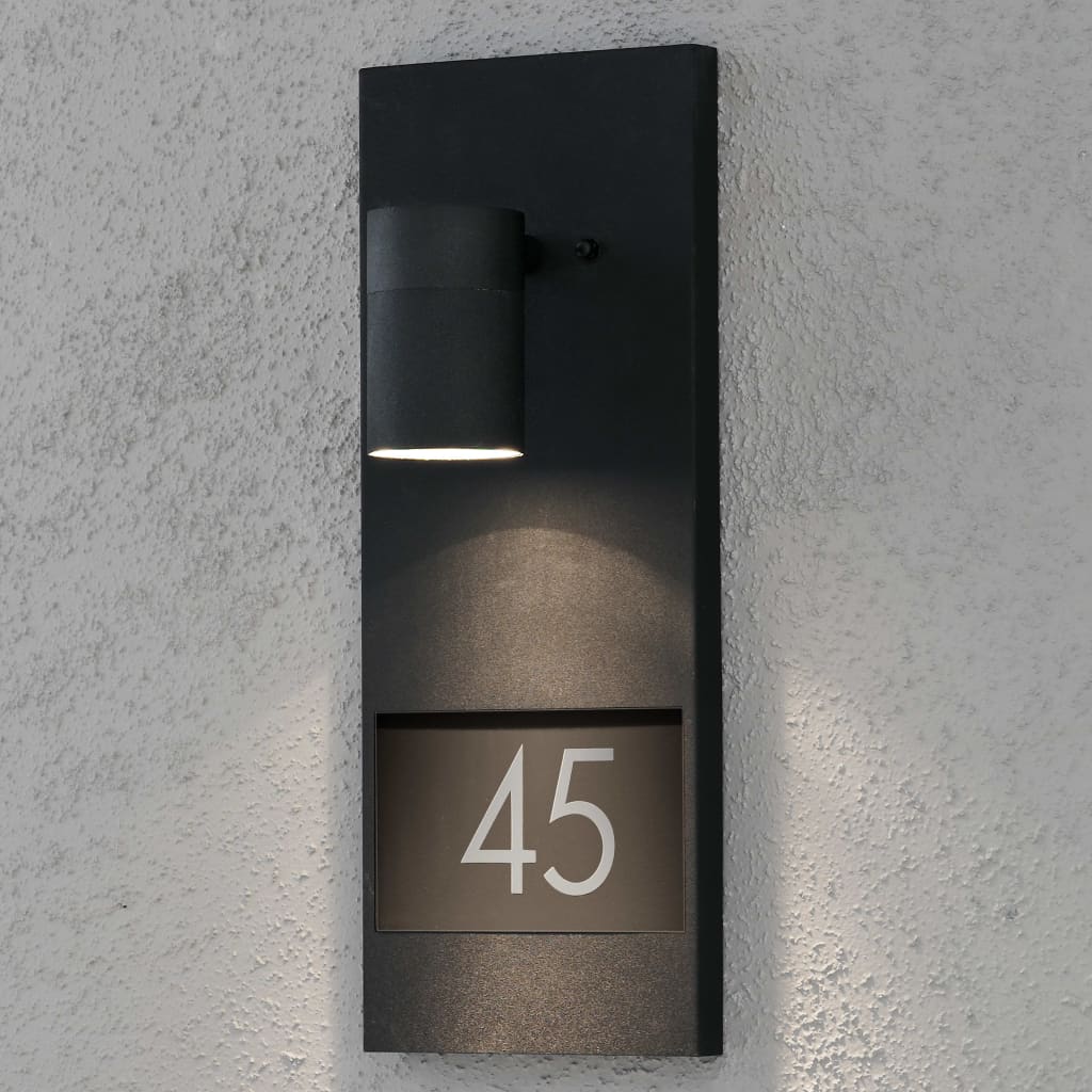 KONSTSMIDE Vegglampe Modena med husnummer matt svart