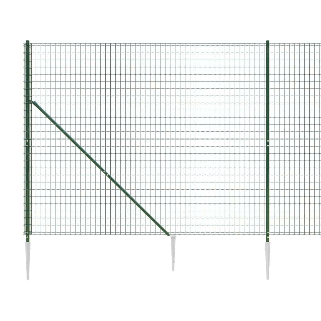 vidaXL Nettinggjerde med stolpespyd grønn 1,4x25 m