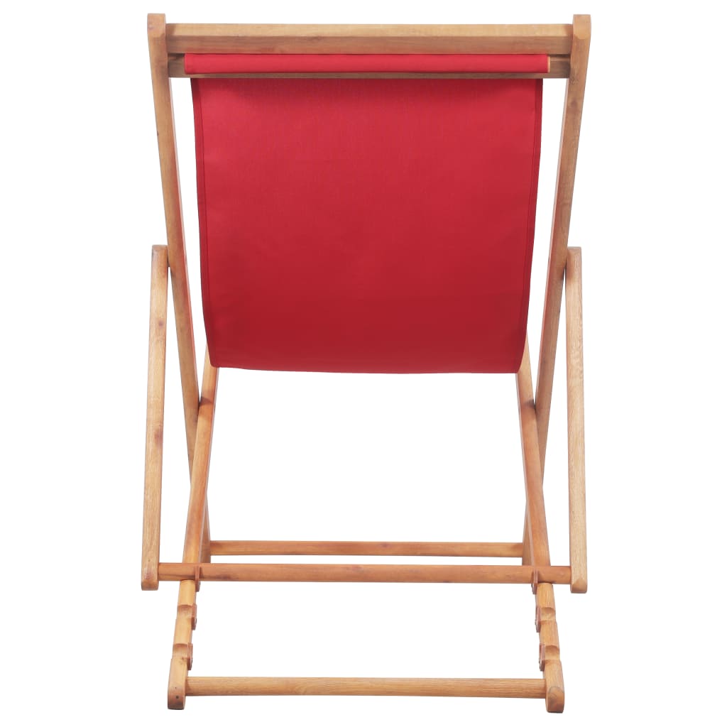 vidaXL Sammenleggbar strandstol stoff og treramme rød