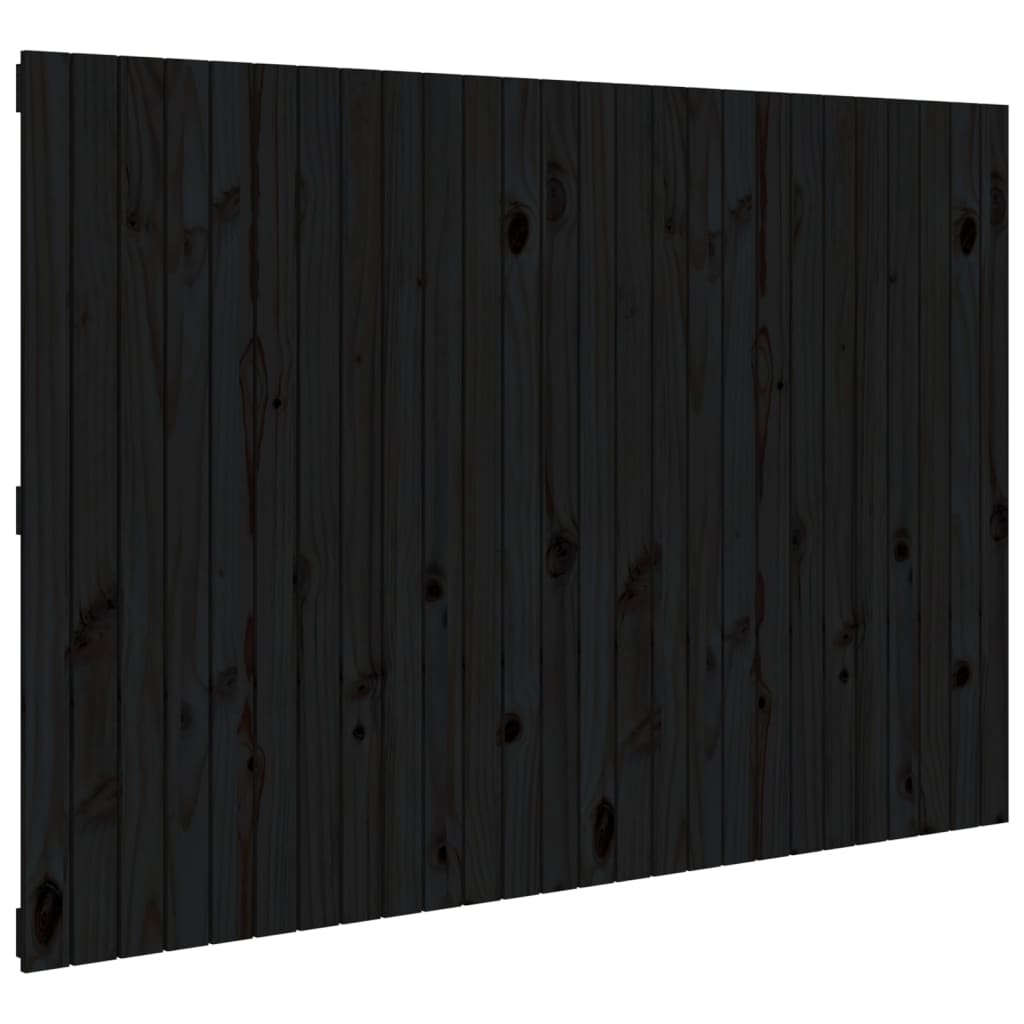 vidaXL Veggmontert sengegavl svart 166x3x110 cm heltre furu