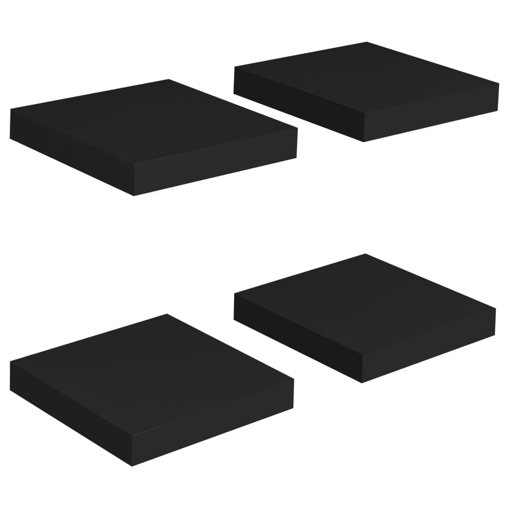 vidaXL Flytende vegghyller 4 stk svart 23x23,5x3,8 cm MDF