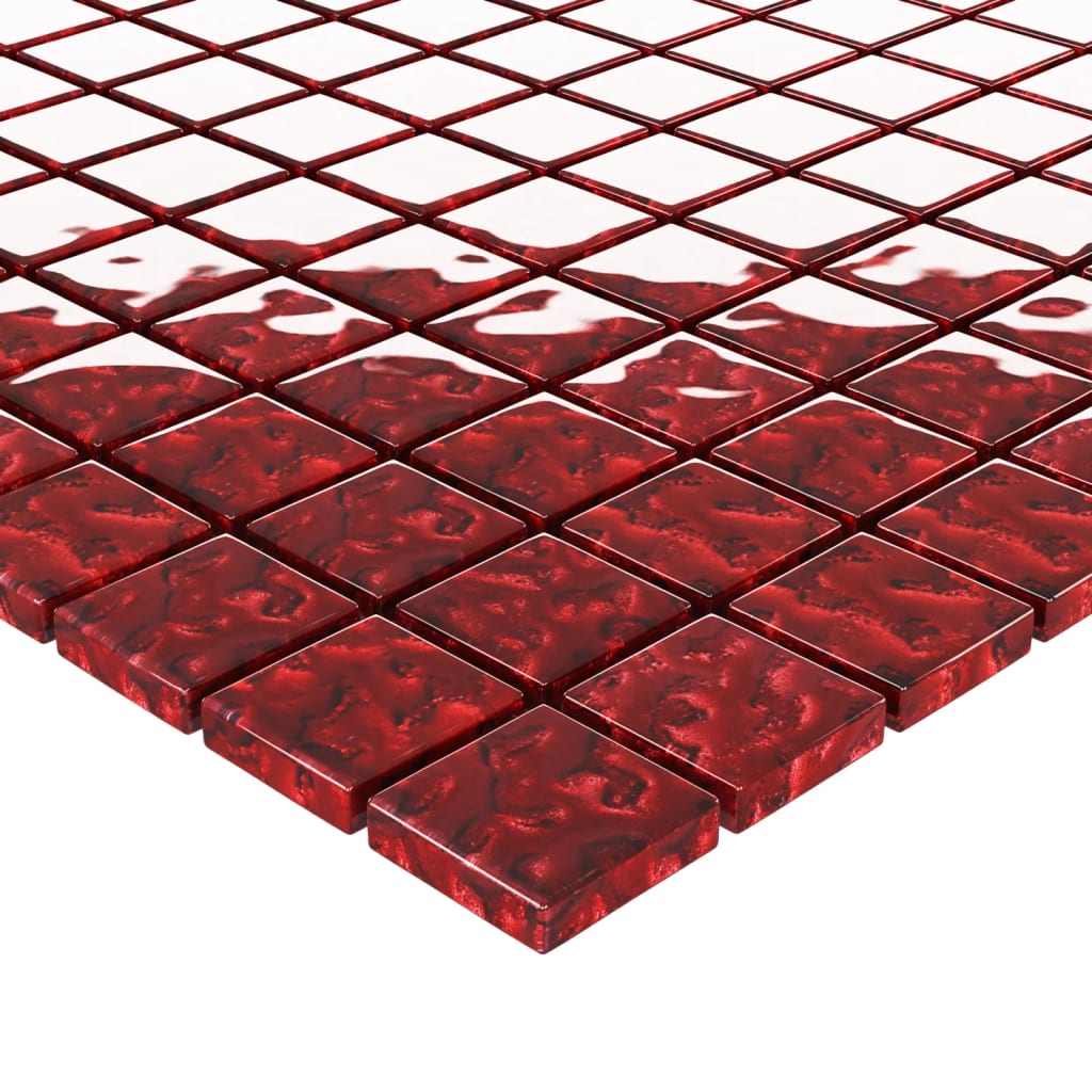 vidaXL Mosaikkfliser 11 stk rød 30x30 cm glass