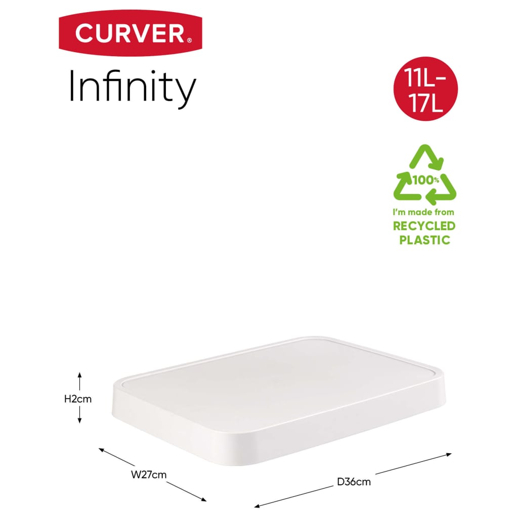 Curver Oppbevaringsbokssett Infinity 4 stk med lokk 11L + 17L hvit