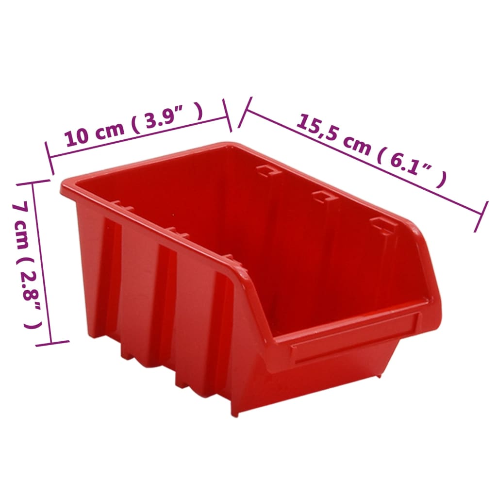 vidaXL Verkstedhyllesett 26 stk rød og svart 77x39 cm polypropylen