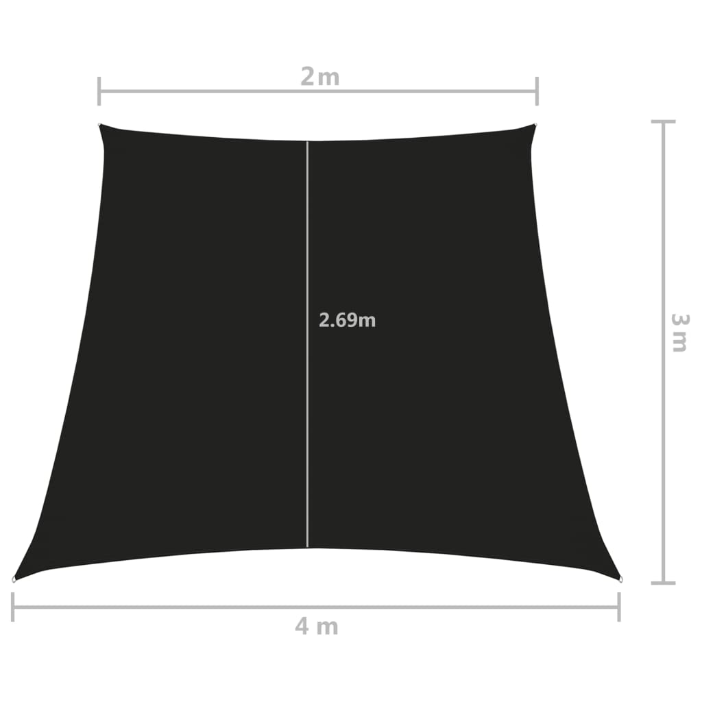 vidaXL Solseil oxfordstoff trapesformet 2/4x3 m svart