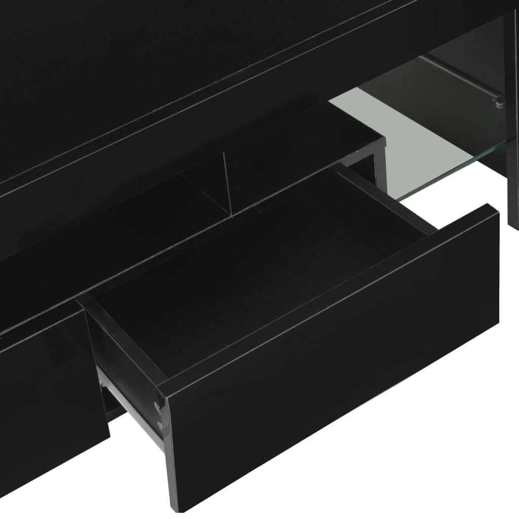 vidaXL TV-benk med LED-lys høyglans svart 130x35x45 cm