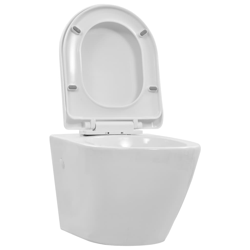 vidaXL Veggmontert toalett kantløst keramikk hvit