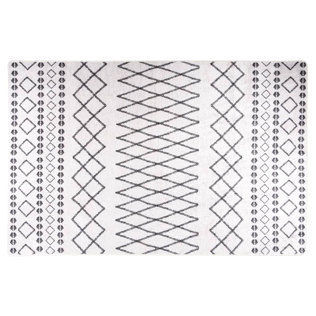 vidaXL Vaskbart teppe 160x230 cm sklisikkert svart og hvit