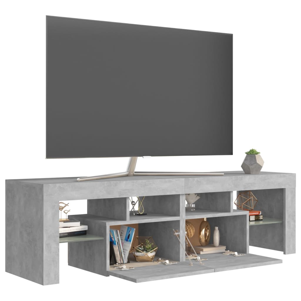 vidaXL TV-benk med LED-lys betonggrå 140x36,5x40 cm