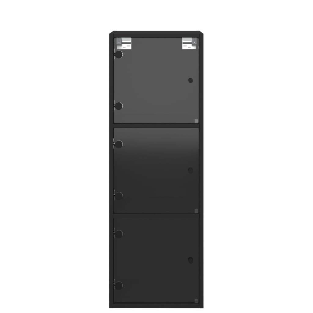 vidaXL Sideskap med glassdører svart 35x37x100 cm