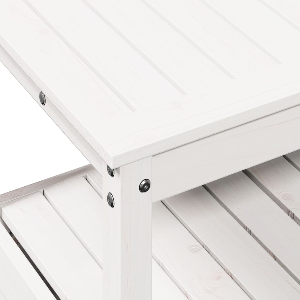 vidaXL Pottebord med hyller hvit 82,5x45x81 cm heltre furu