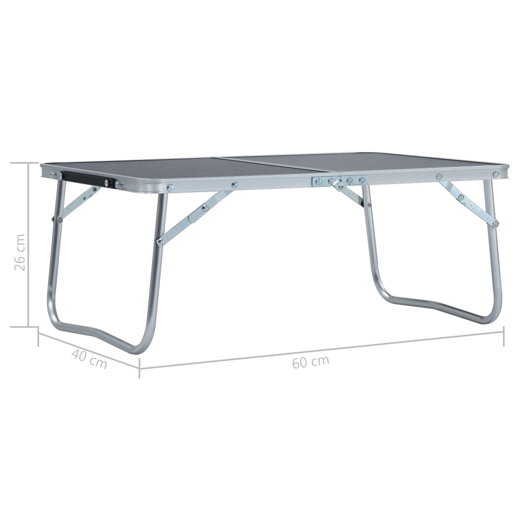 vidaXL Sammenleggbart campingbord grå aluminium 60x40 cm