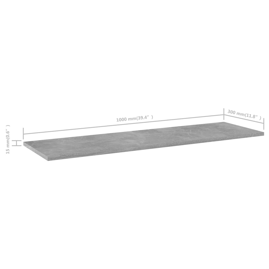 vidaXL Hylleplater 8 stk betonggrå 100x30x1,5 cm sponplate
