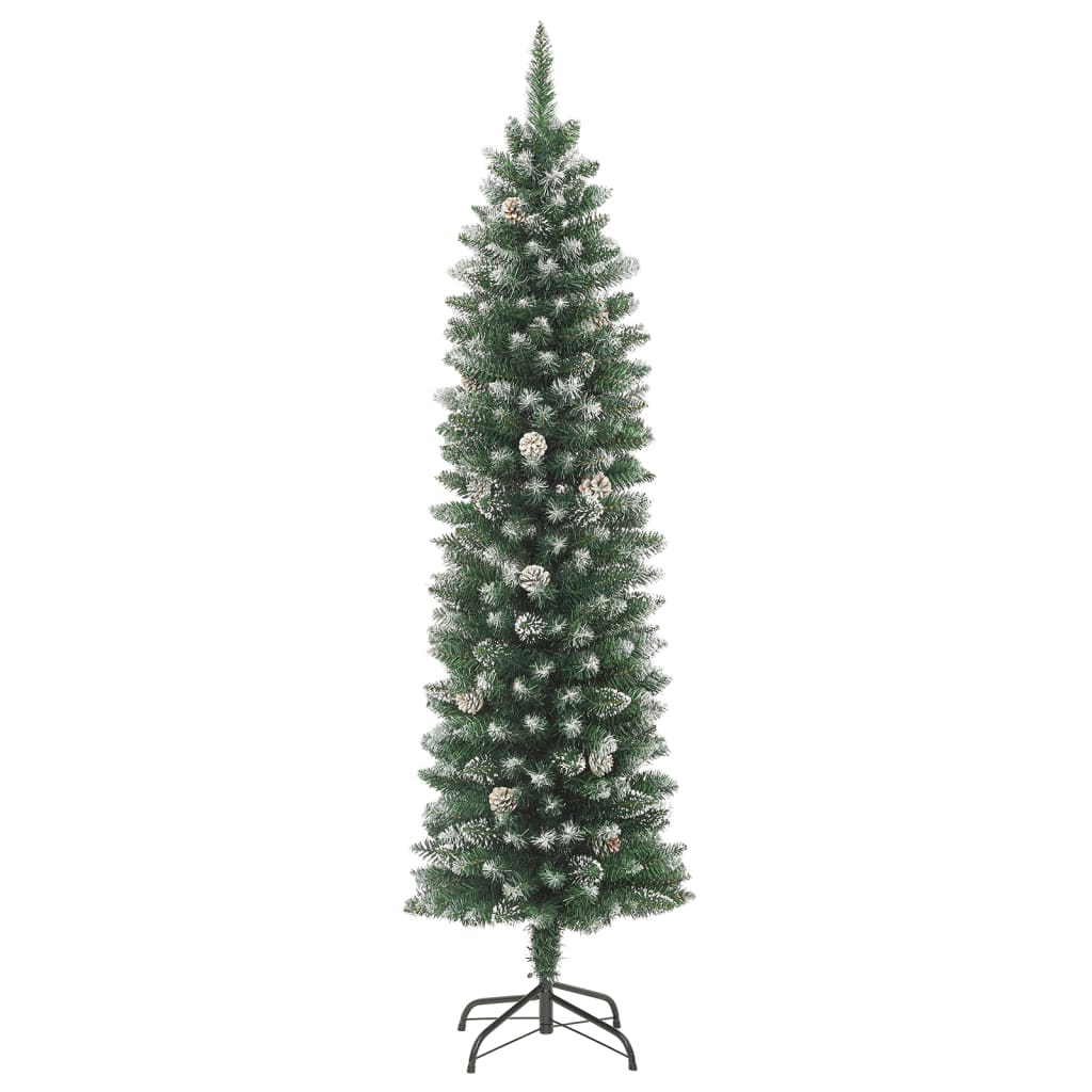 vidaXL Kunstig slankt juletre med stativ 210 cm PVC