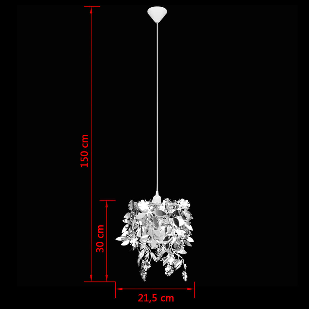 Taklampe/lysekrone løvpaletter 21,5 x 30 cm sølv
