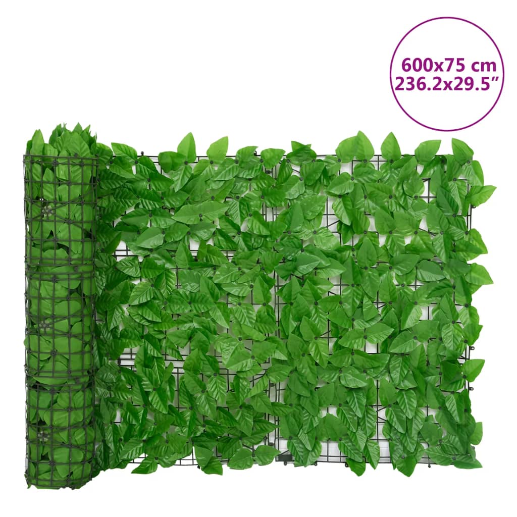 vidaXL Balkongskjerm med grønne blader 600x75 cm
