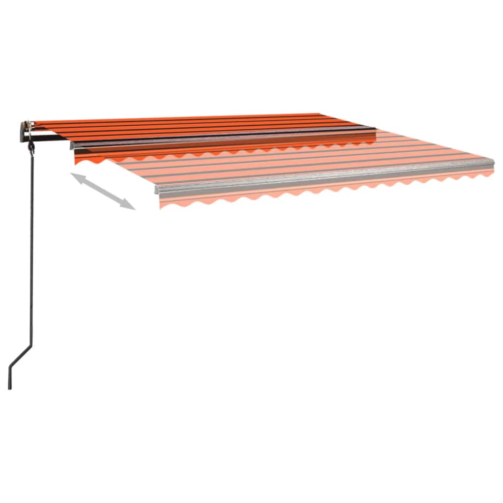 vidaXL Manuell uttrekkbar markise med stolper 4,5x3 m oransje og brun