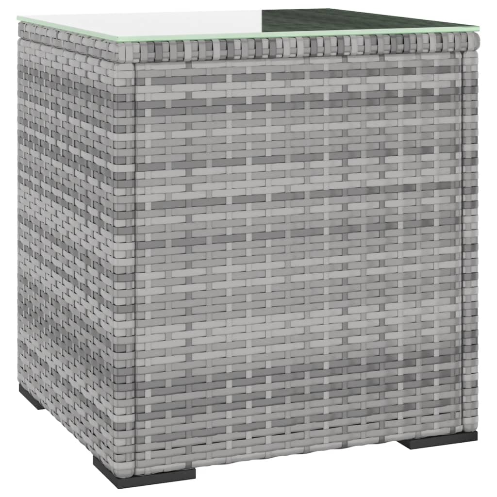vidaXL Sidebord grå 40x37x40,5 cm polyrotting og herdet glass