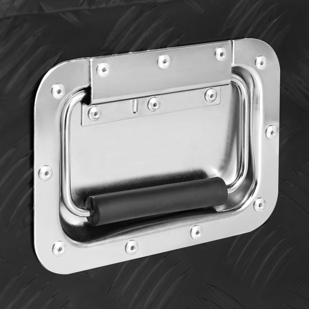 vidaXL Oppbevaringsboks svart 60x23,5x23 cm aluminium