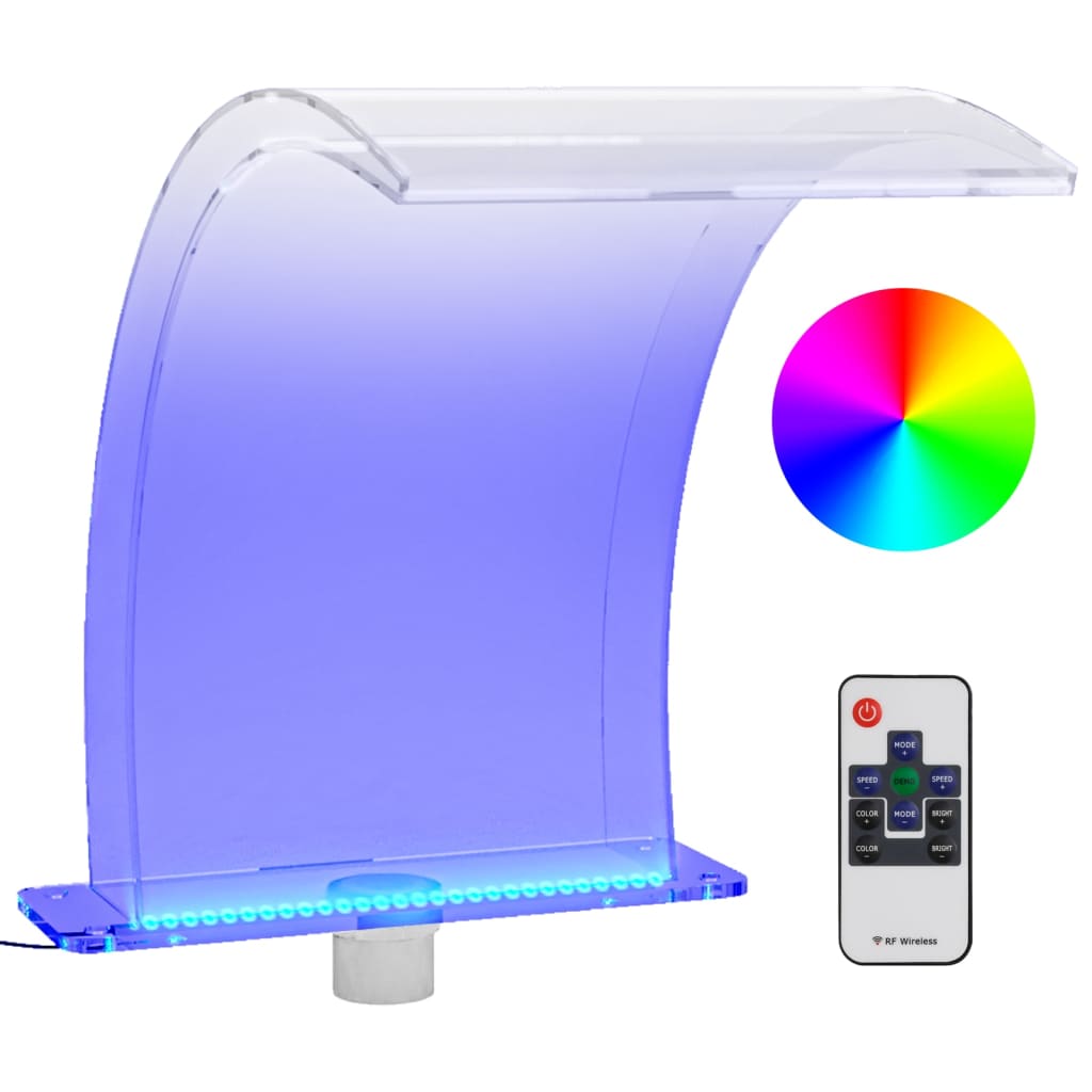 vidaXL Bassengfontene med RGB lysdioder og koblingssett akryl 50 cm