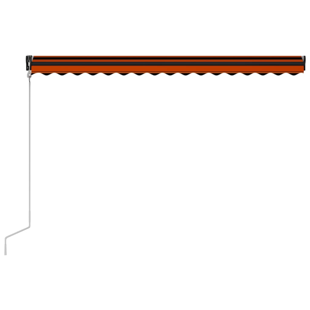 vidaXL Uttrekkbar markise med vindsensor LED 400x300cm oransje og brun